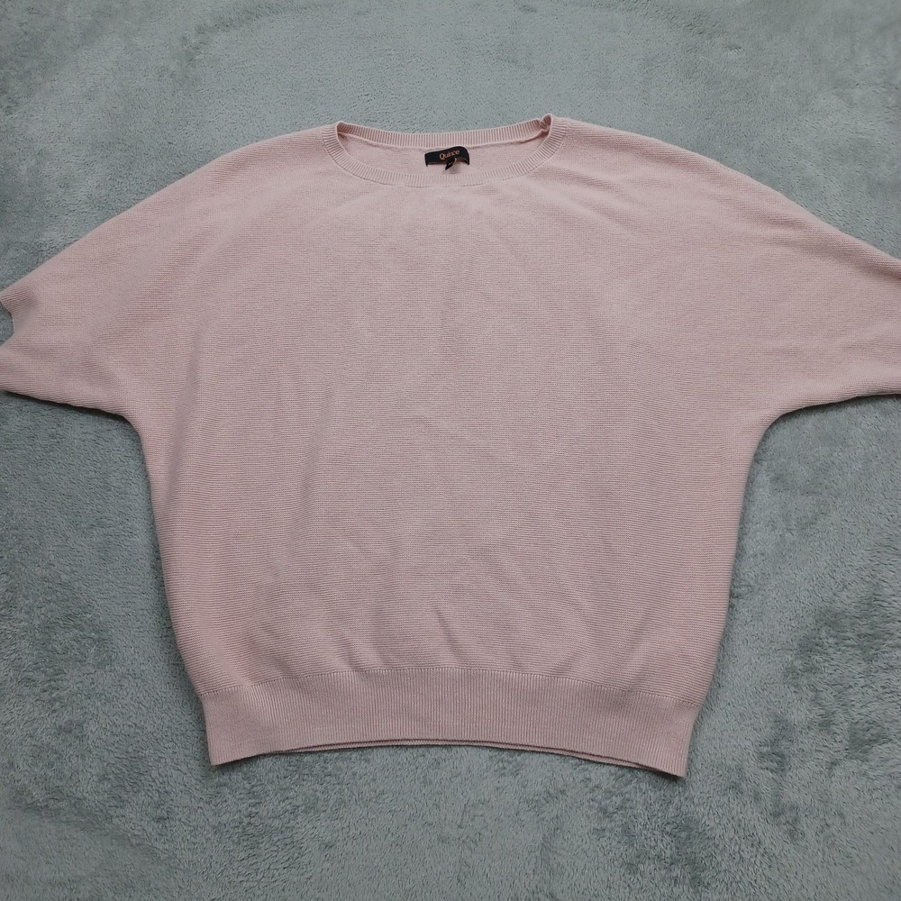Quince Sweater Womens Medium Pink Knit Organic Cotton Short Sleeve Preppy